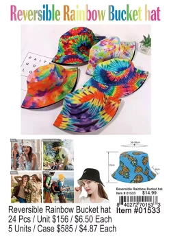 Reversible Rainbow Bucket Hat Style 1